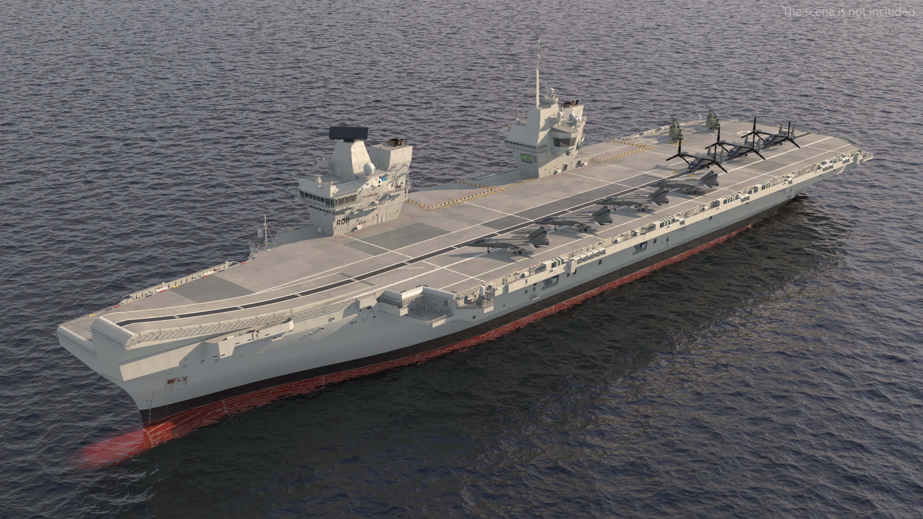 3D HMS Queen Elizabeth with Military Equipment model