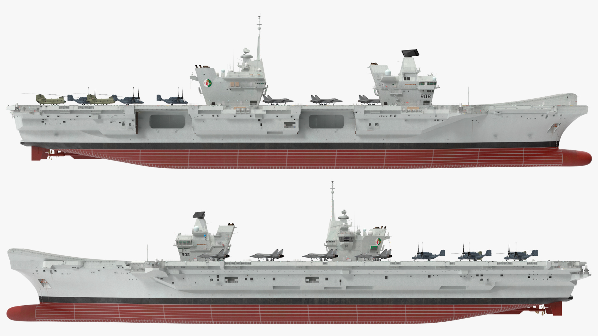 3D HMS Queen Elizabeth with Military Equipment model