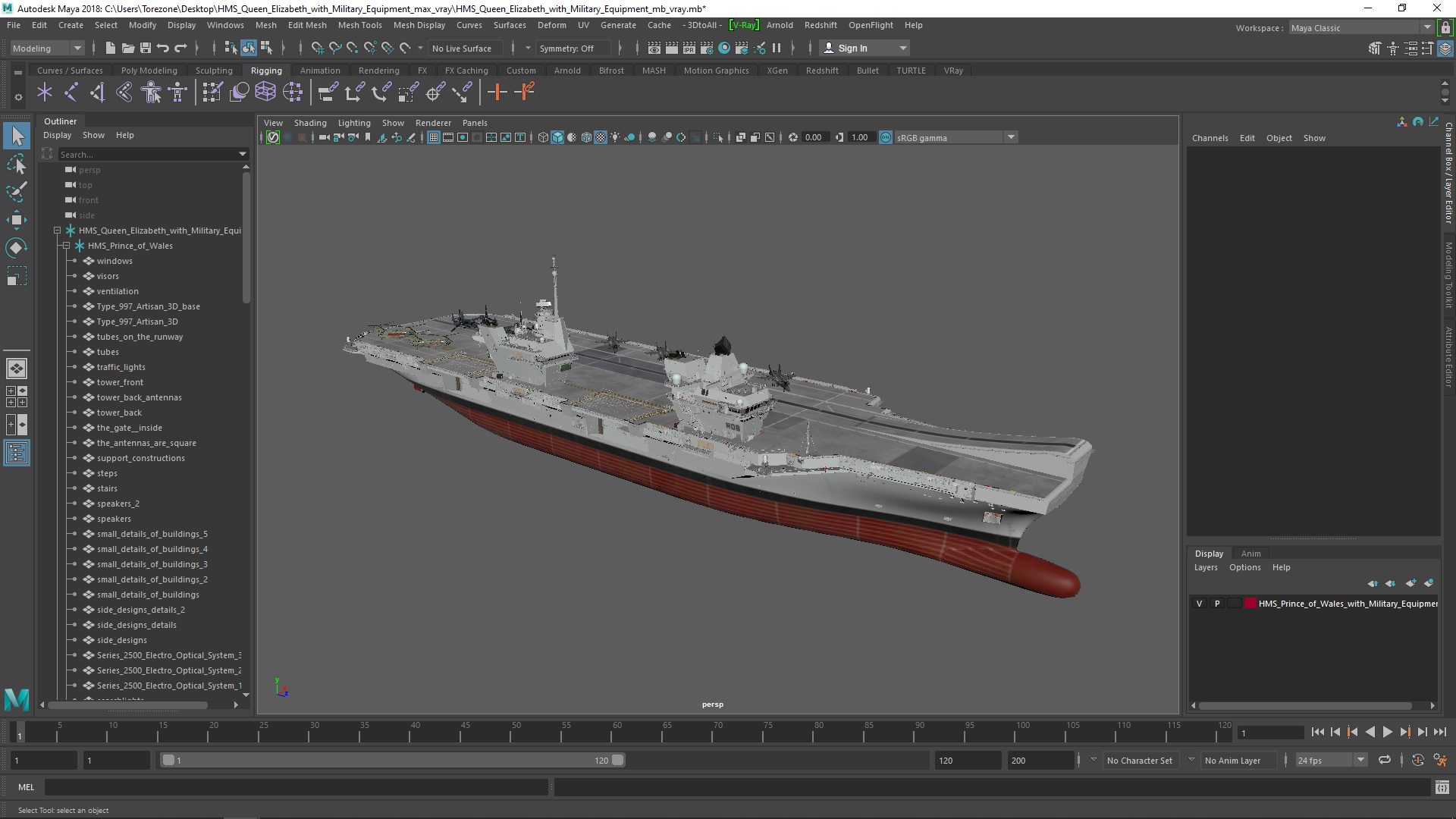 3D HMS Queen Elizabeth with Military Equipment model