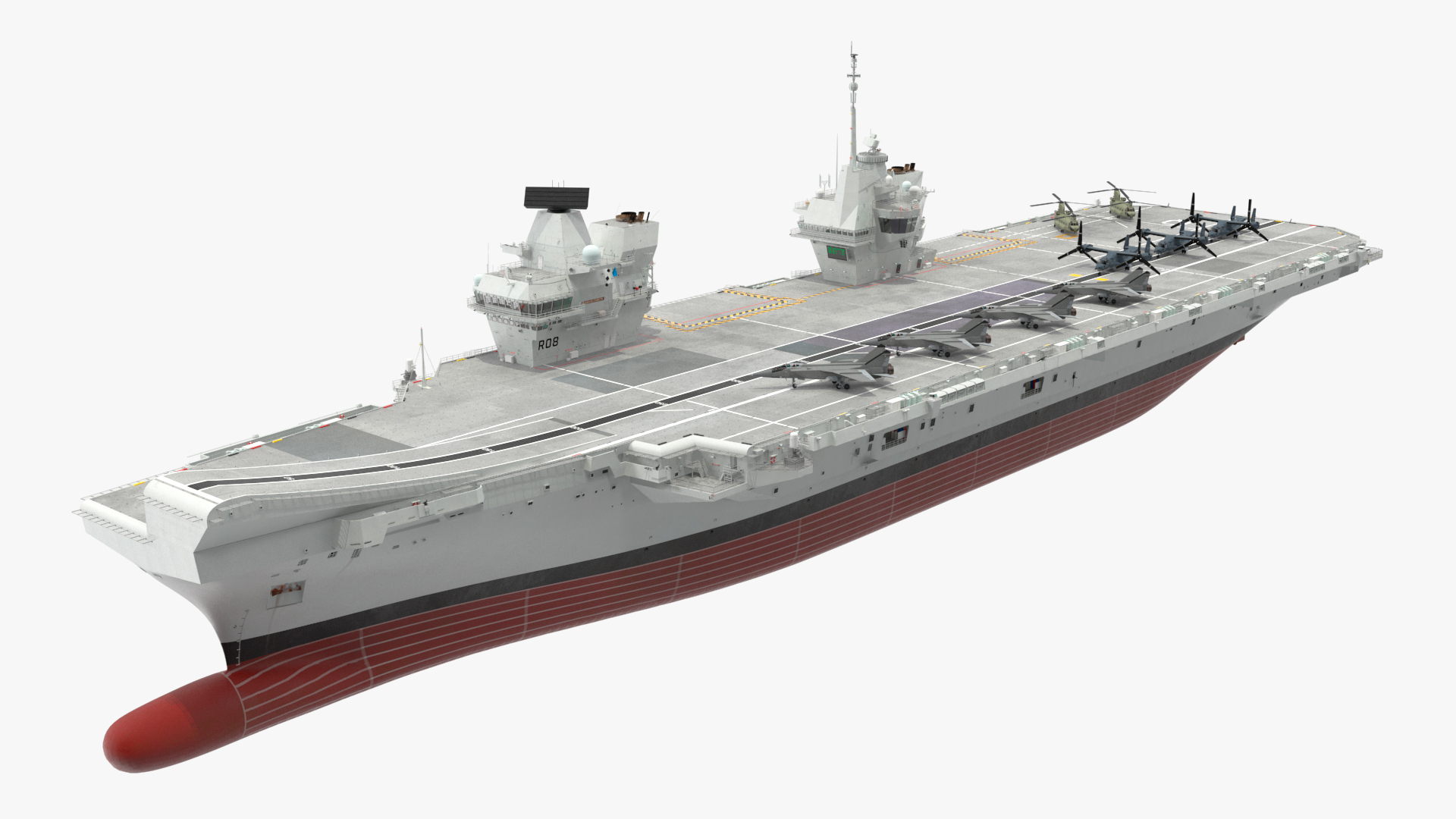 3D HMS Queen Elizabeth with Military Equipment model