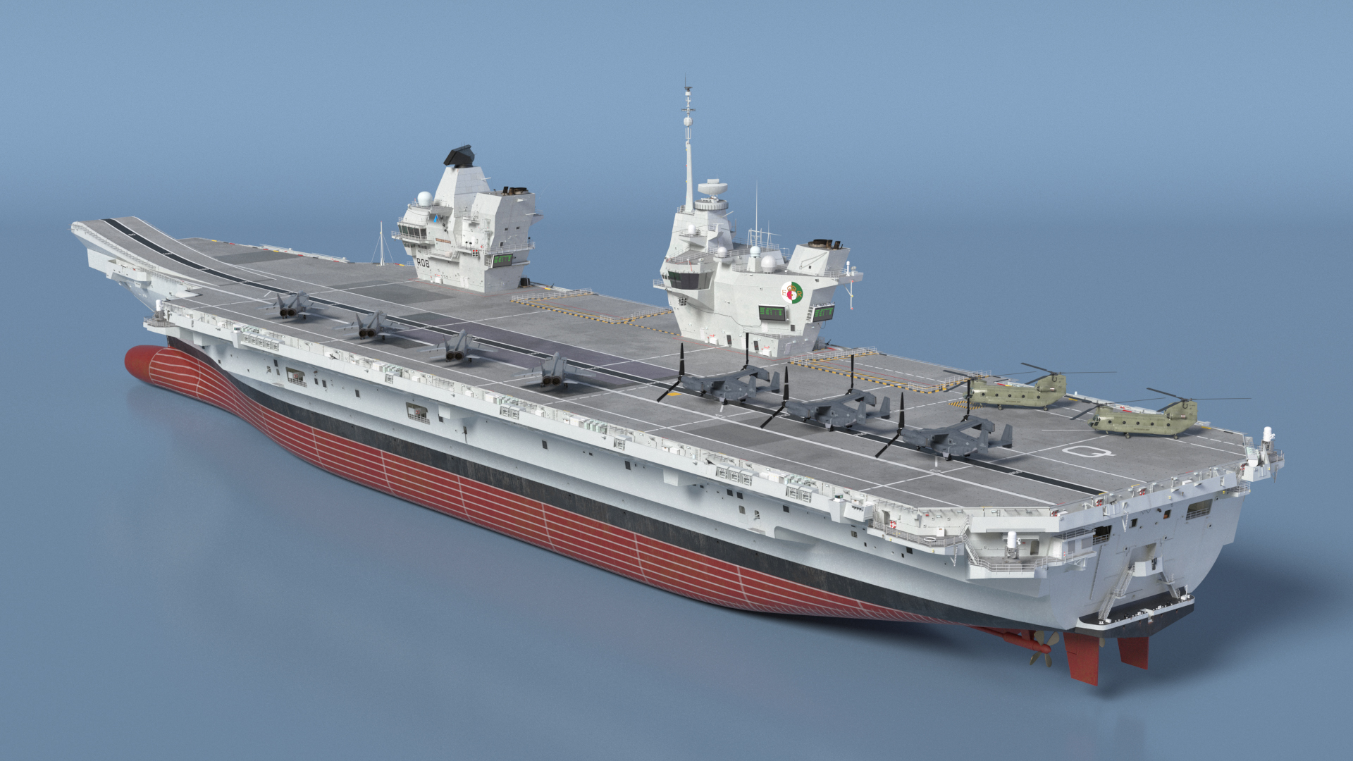 3D HMS Queen Elizabeth with Military Equipment model