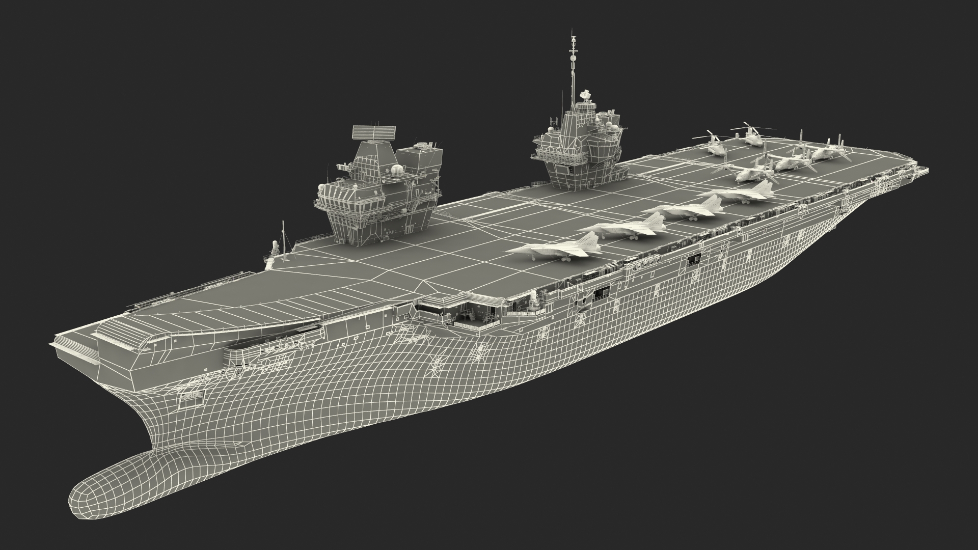 3D HMS Queen Elizabeth with Military Equipment model