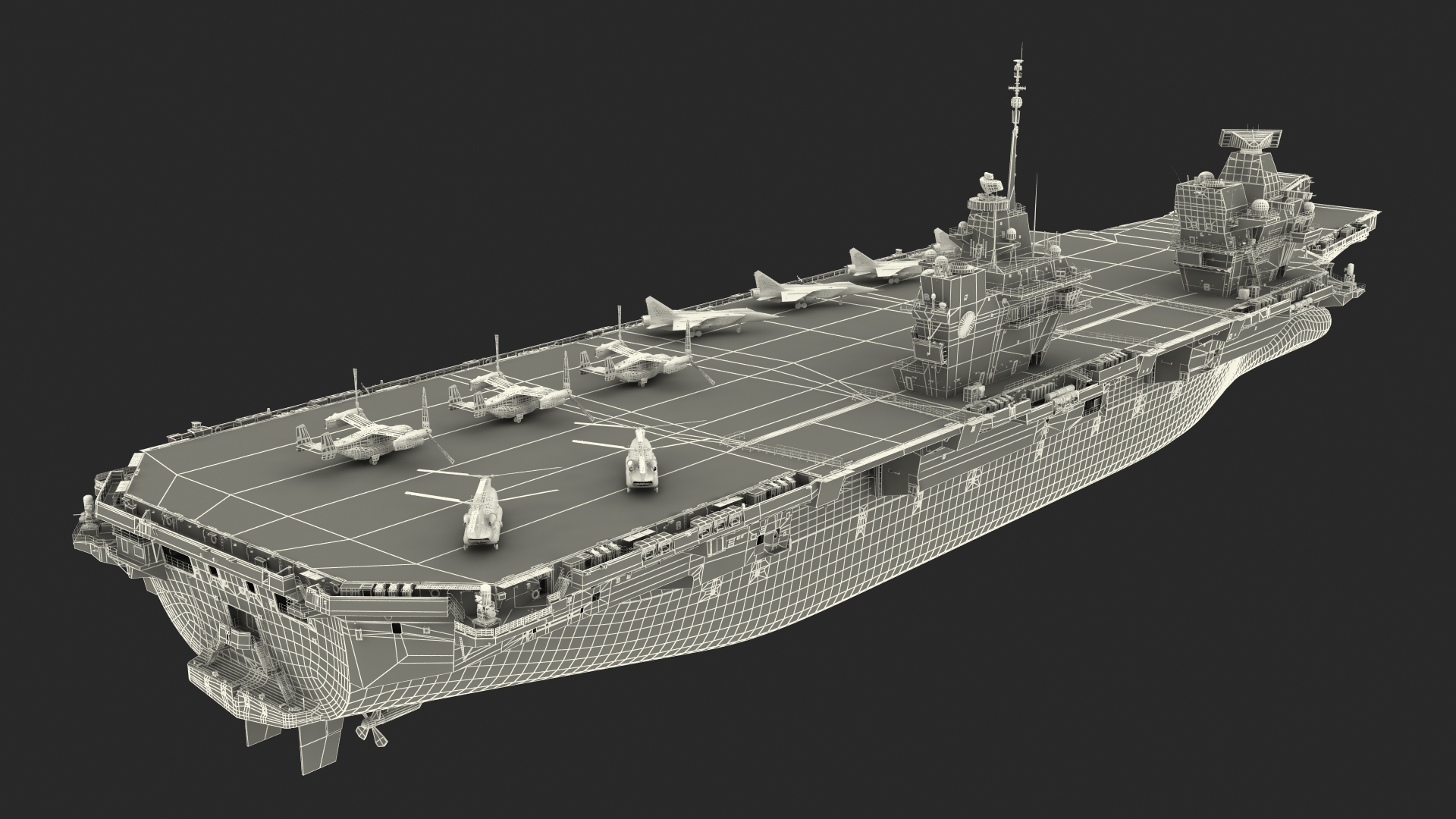 3D HMS Queen Elizabeth with Military Equipment model