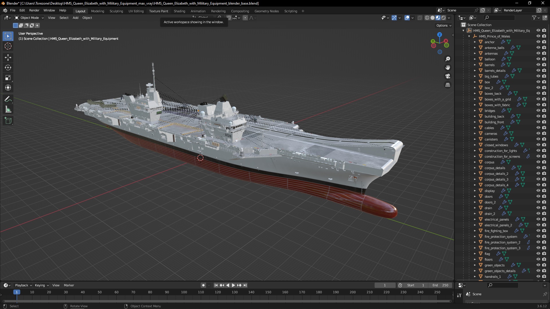 3D HMS Queen Elizabeth with Military Equipment model