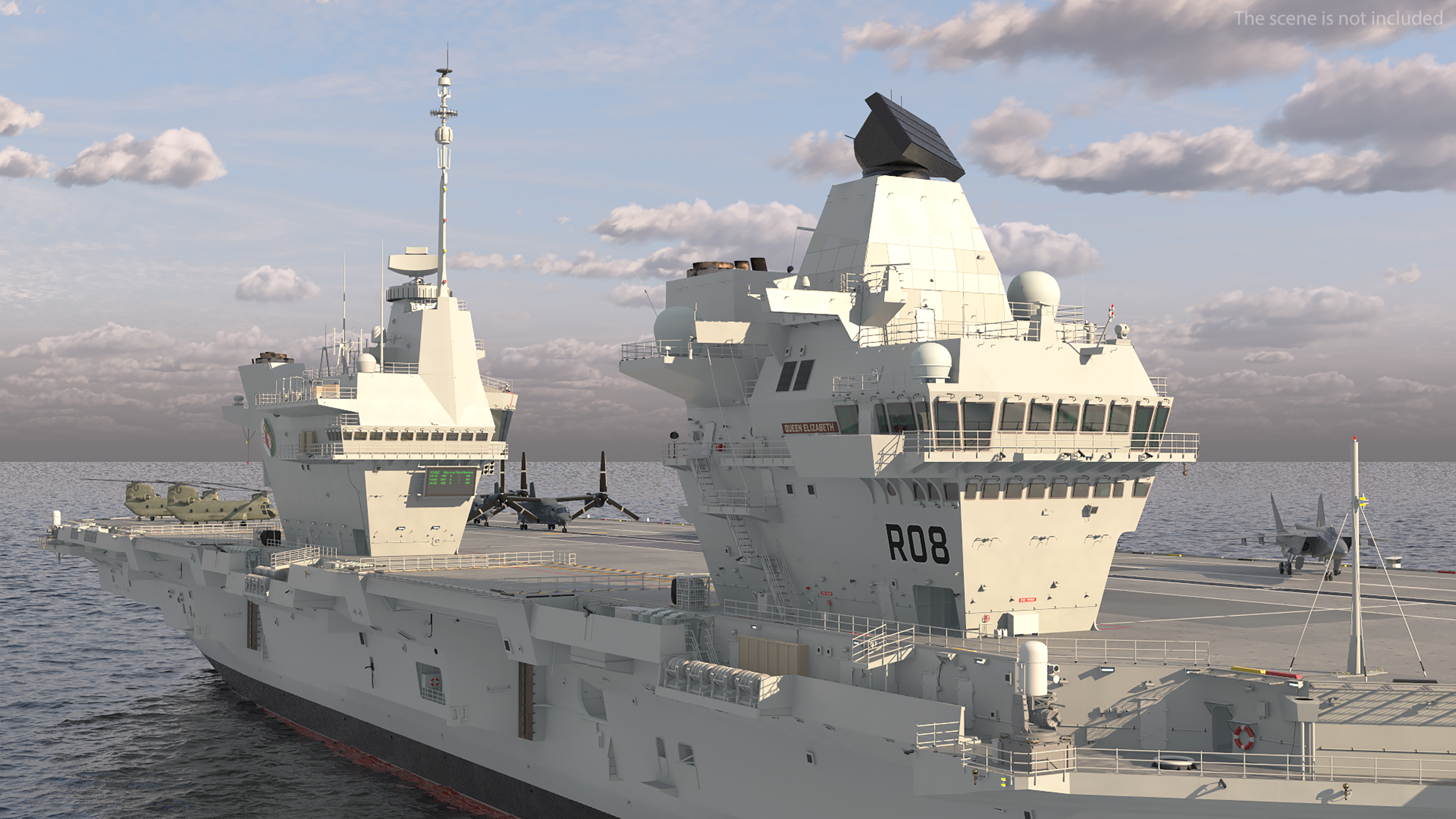 3D HMS Queen Elizabeth with Military Equipment model