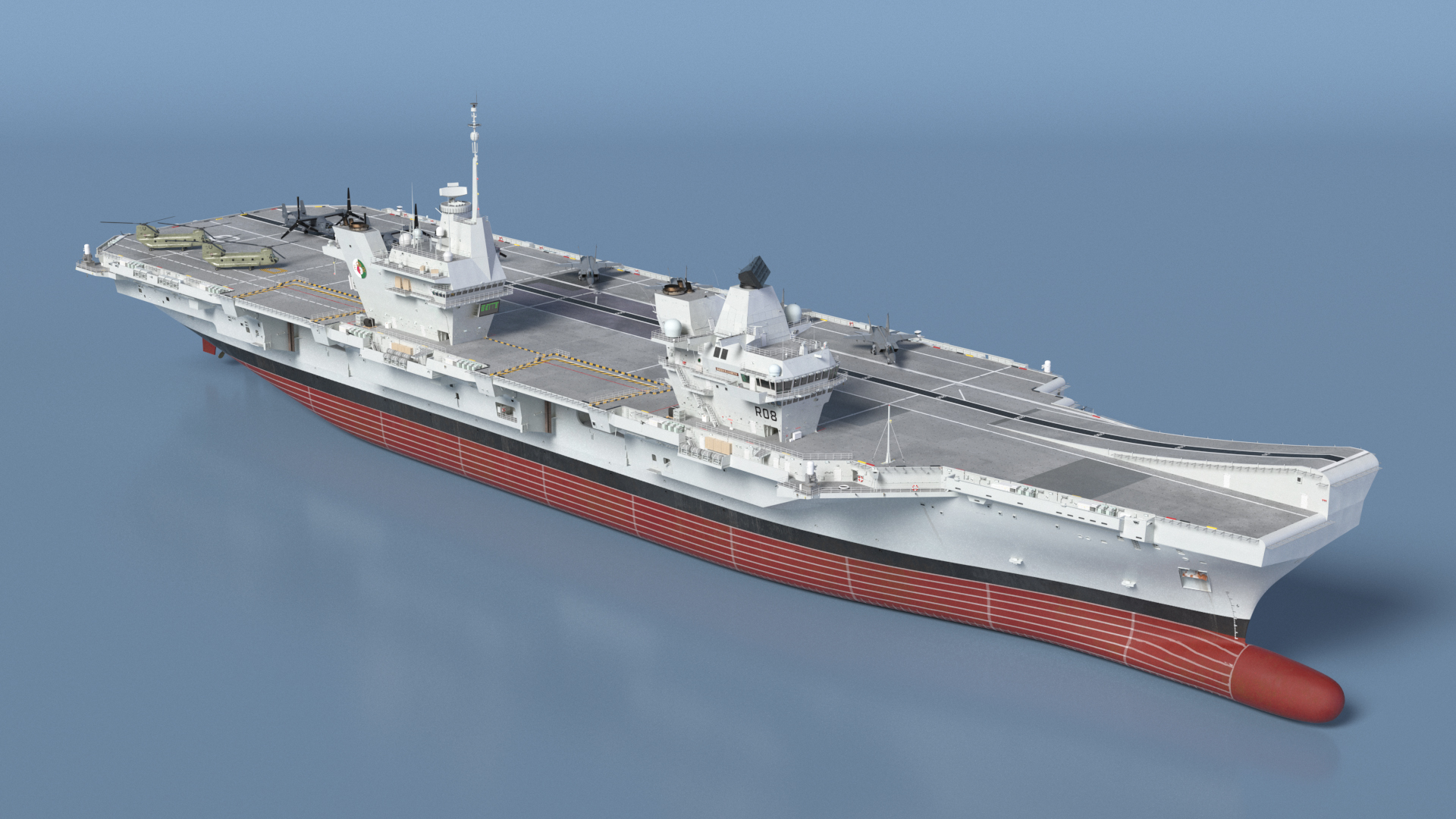 3D HMS Queen Elizabeth with Military Equipment model