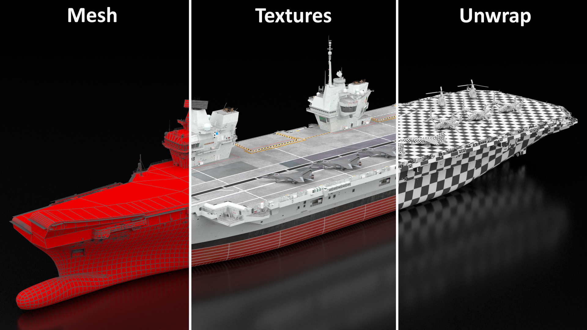 3D HMS Queen Elizabeth with Military Equipment model