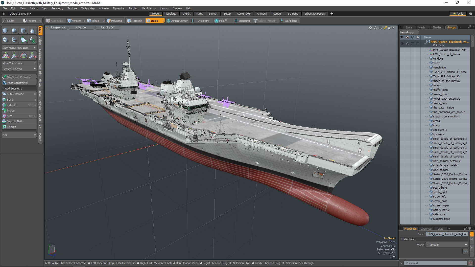 3D HMS Queen Elizabeth with Military Equipment model