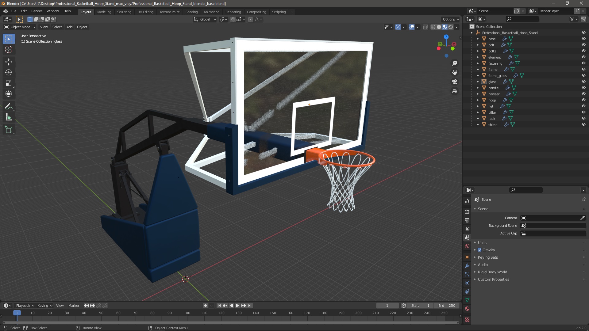 Professional Basketball Hoop Stand 3D model