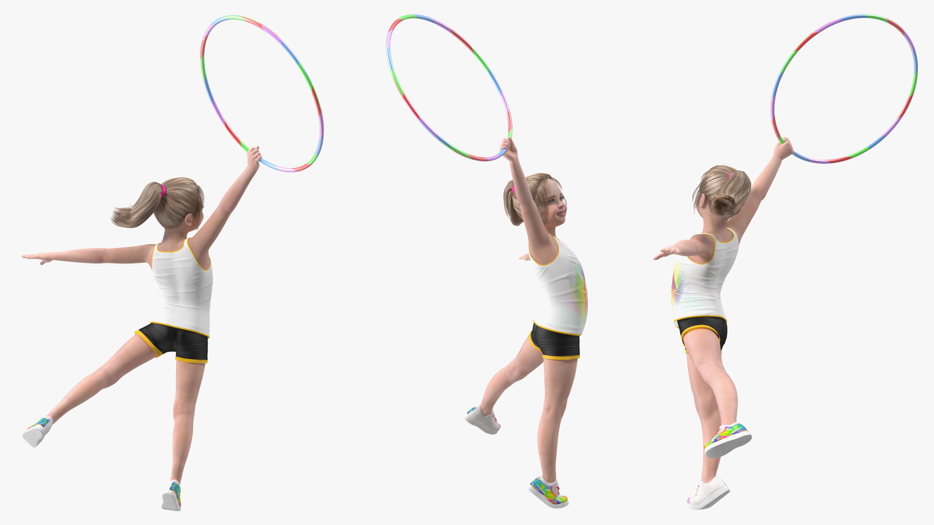 Child Girl Training With Hoop 3D model