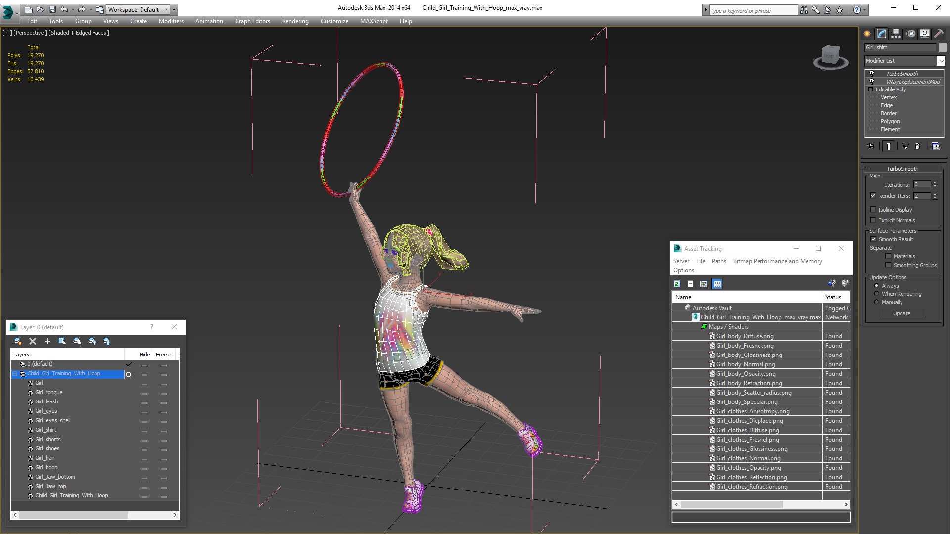 Child Girl Training With Hoop 3D model