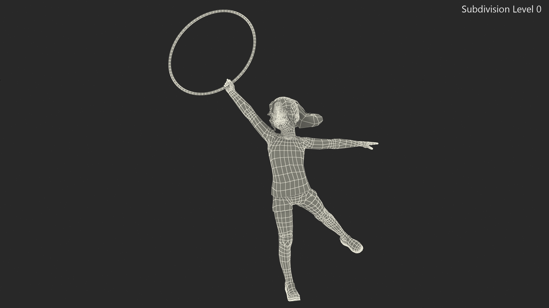 Child Girl Training With Hoop 3D model