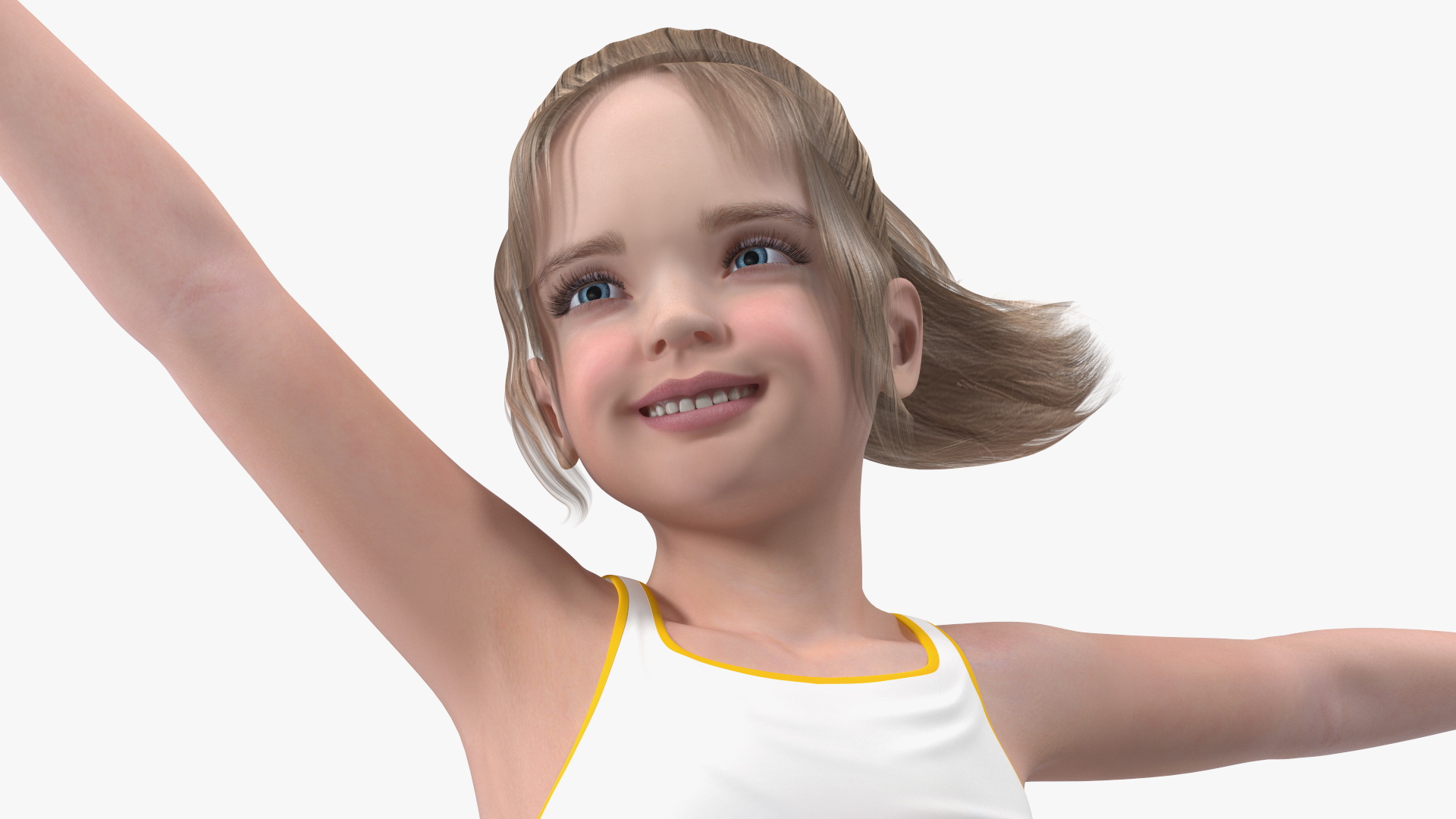 Child Girl Training With Hoop 3D model