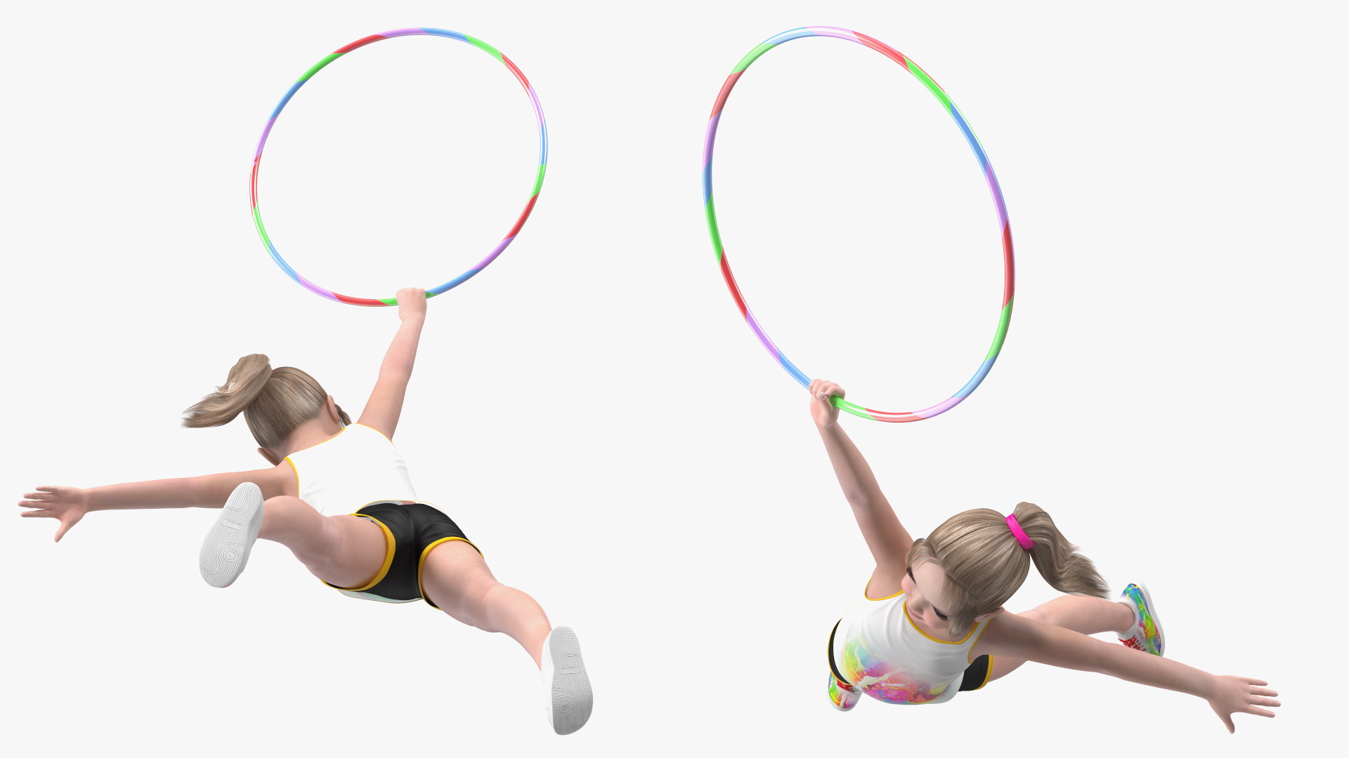 Child Girl Training With Hoop 3D model