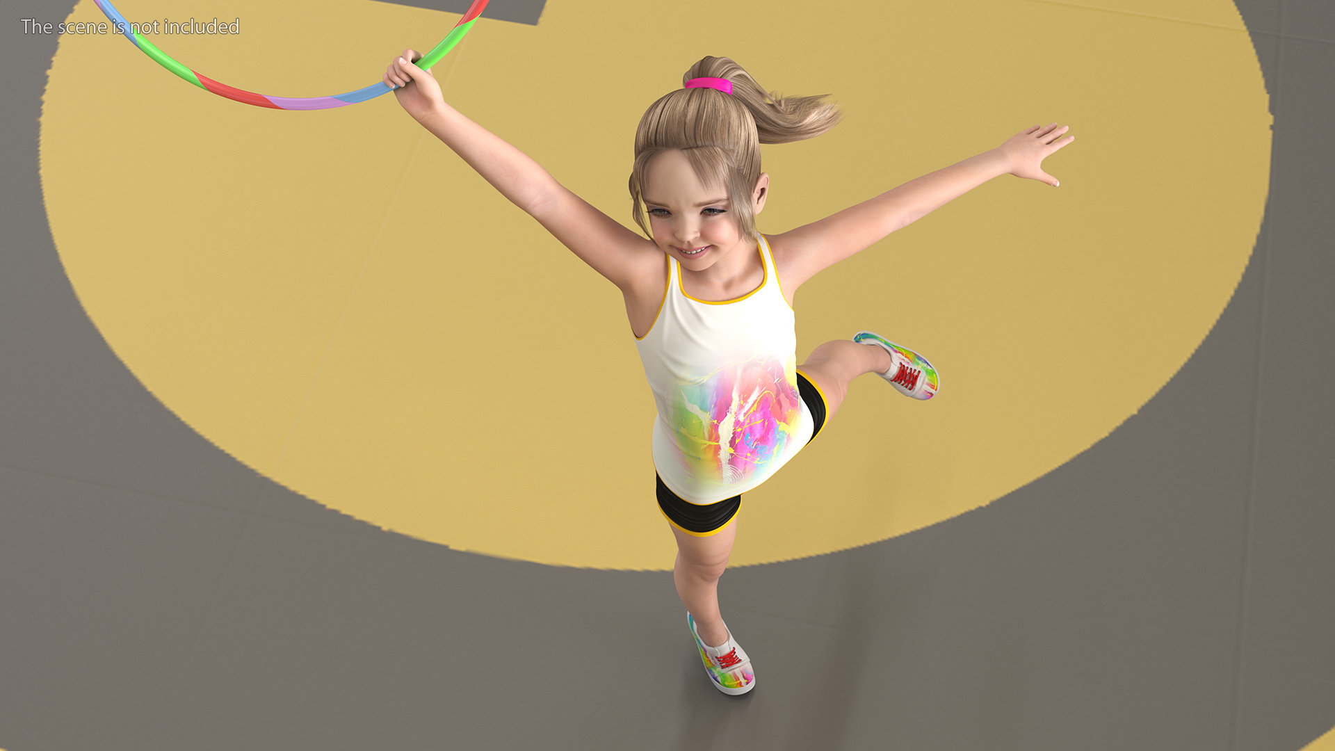 Child Girl Training With Hoop 3D model