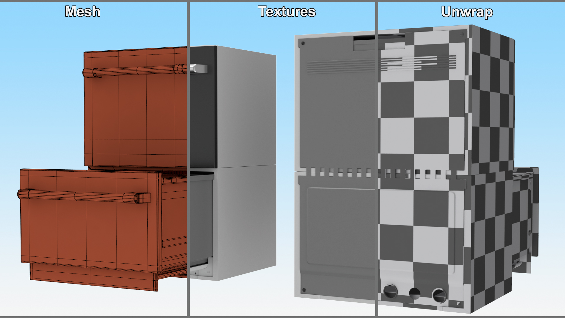 Dishwasher Double Drawer Open 3D model