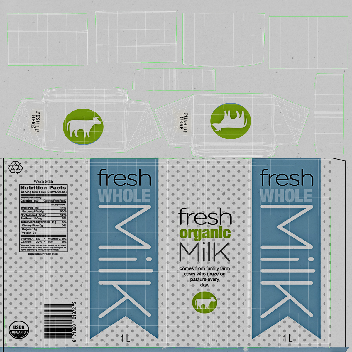 3D Half Gallon Milk Carton model