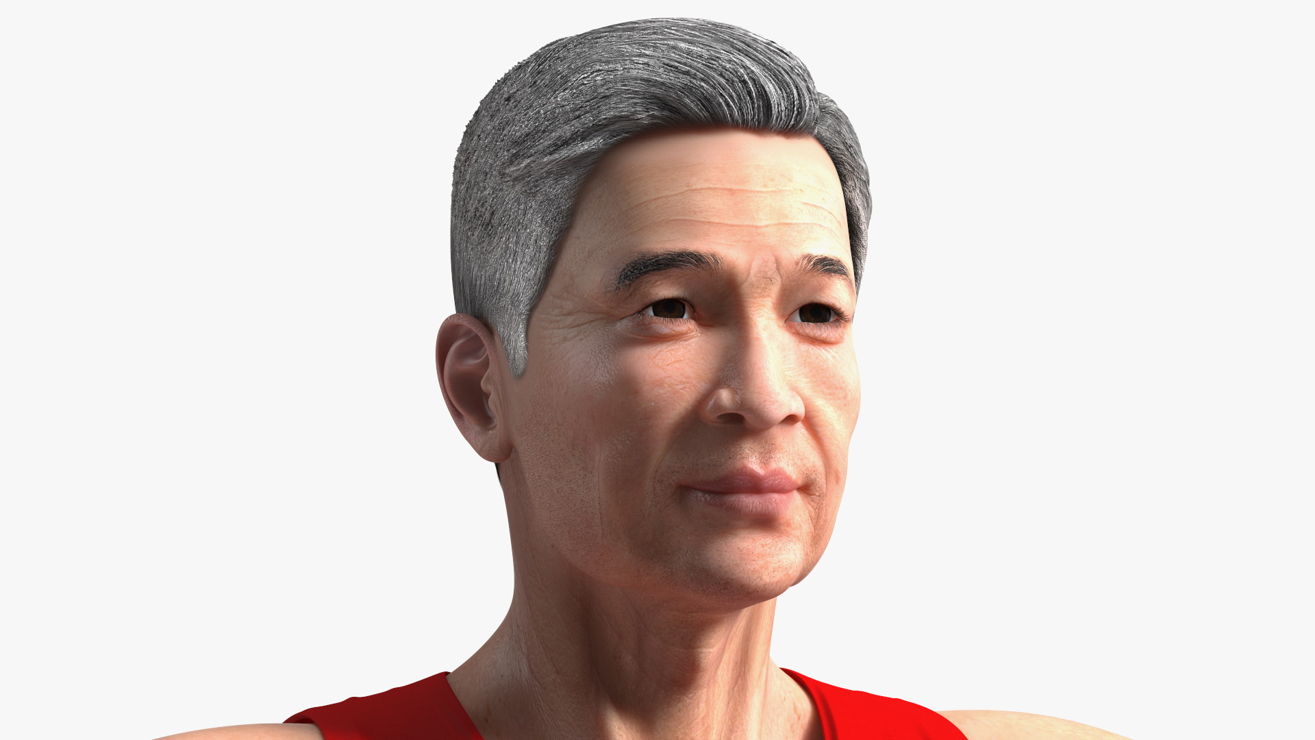 3D model Asian Old Aged Man Underwear T-Pose