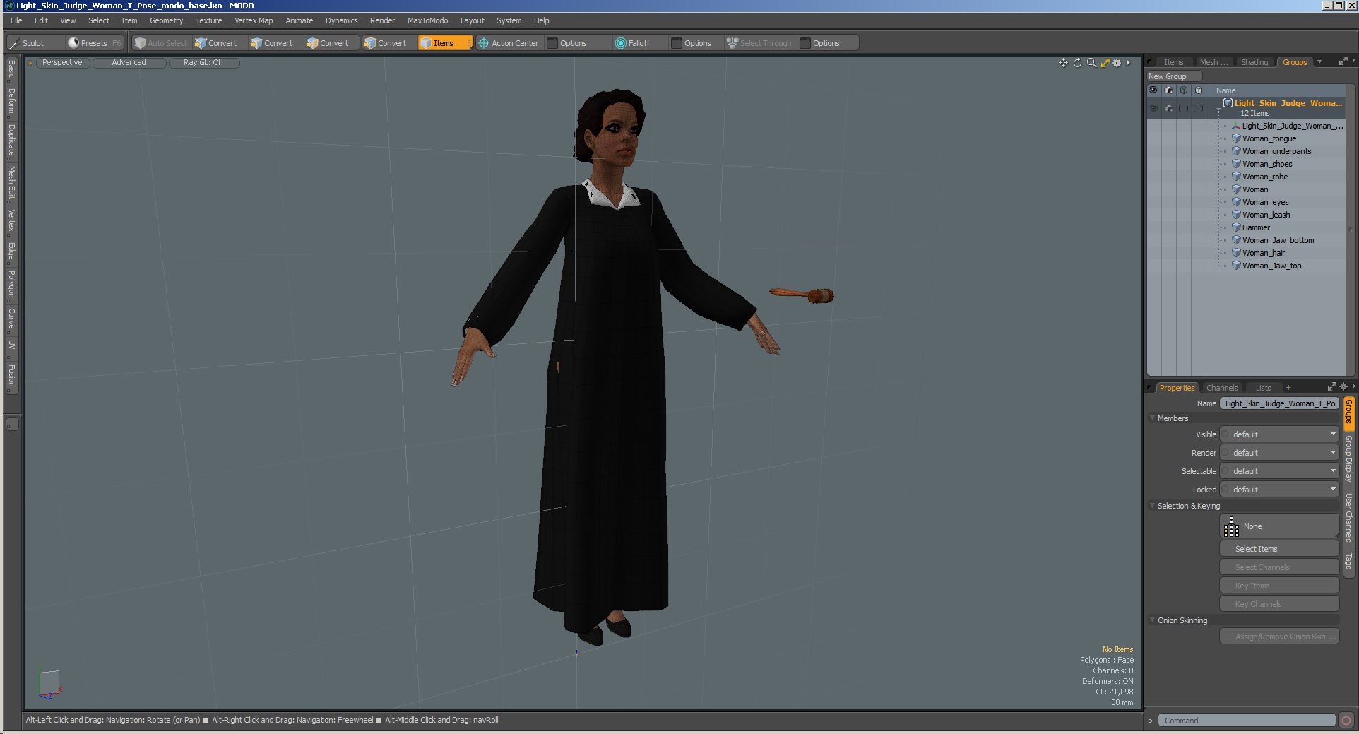 Light Skin Judge Woman T Pose 3D model