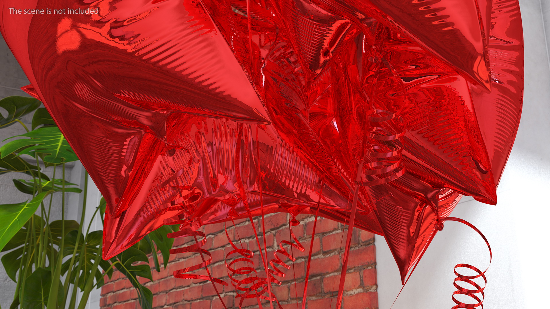 3D Red Star Balloon Bouquet with Gift Box model