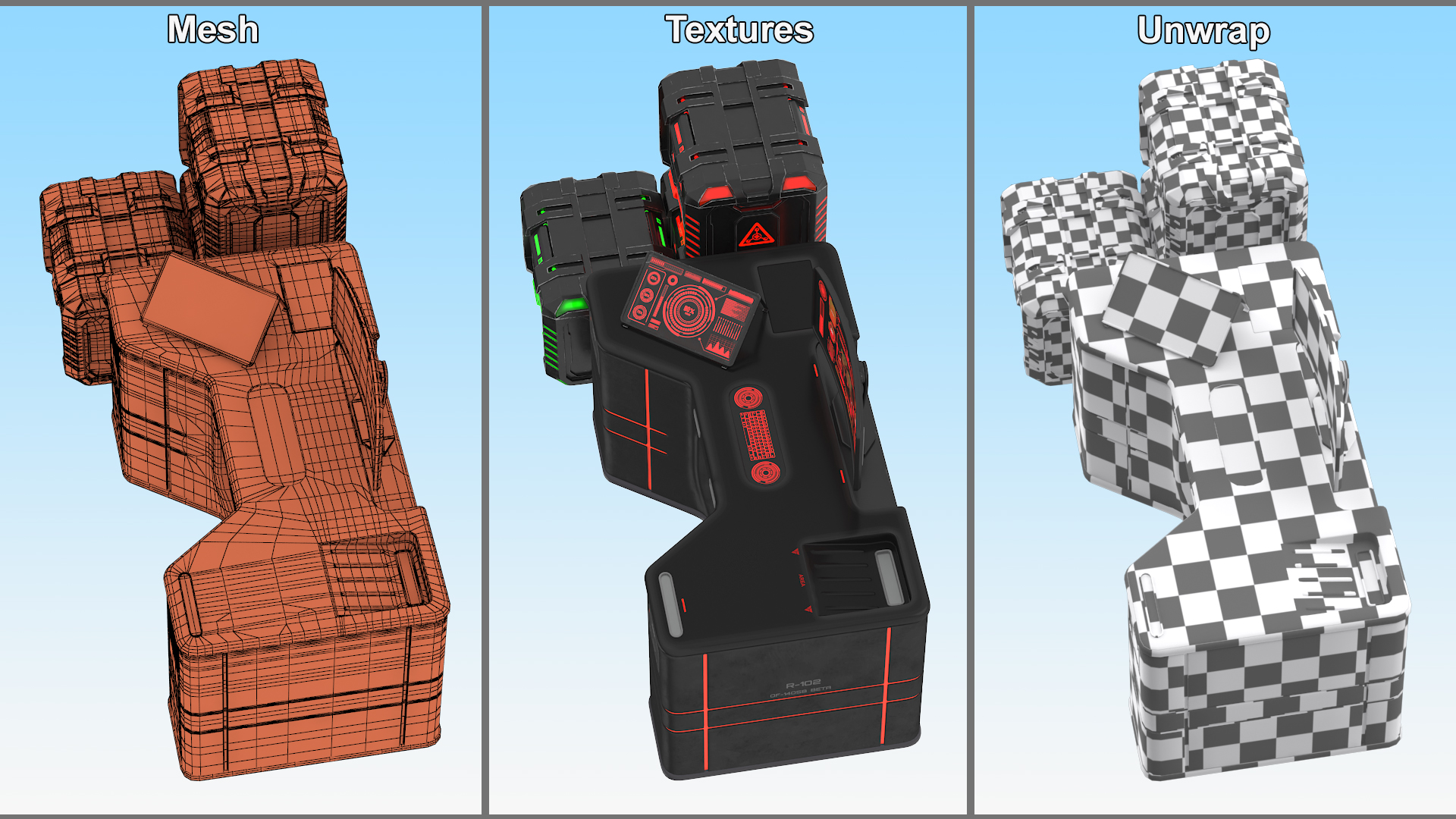 Sci-Fi Command Console with Storage Crates 3D