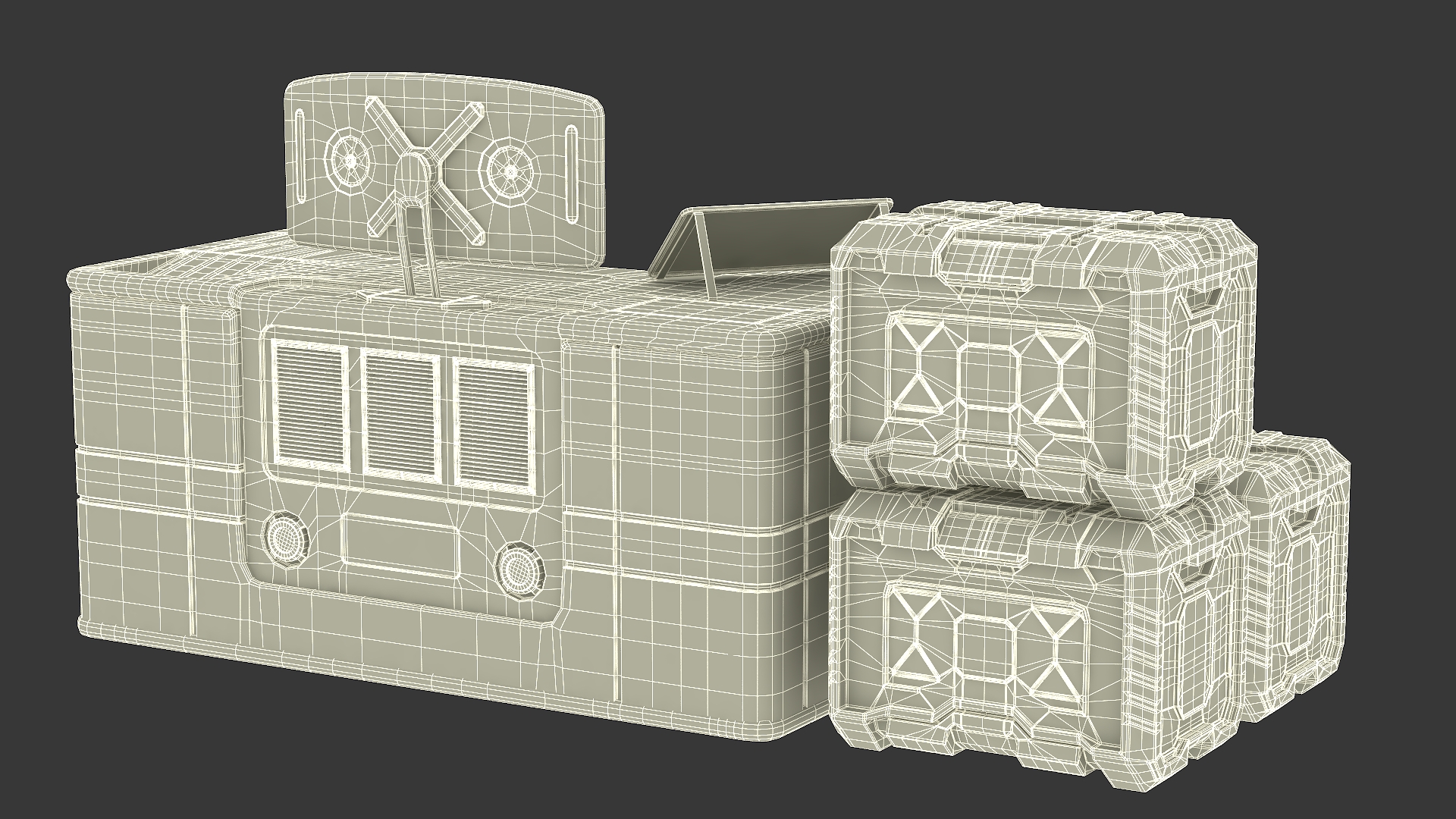 Sci-Fi Command Console with Storage Crates 3D