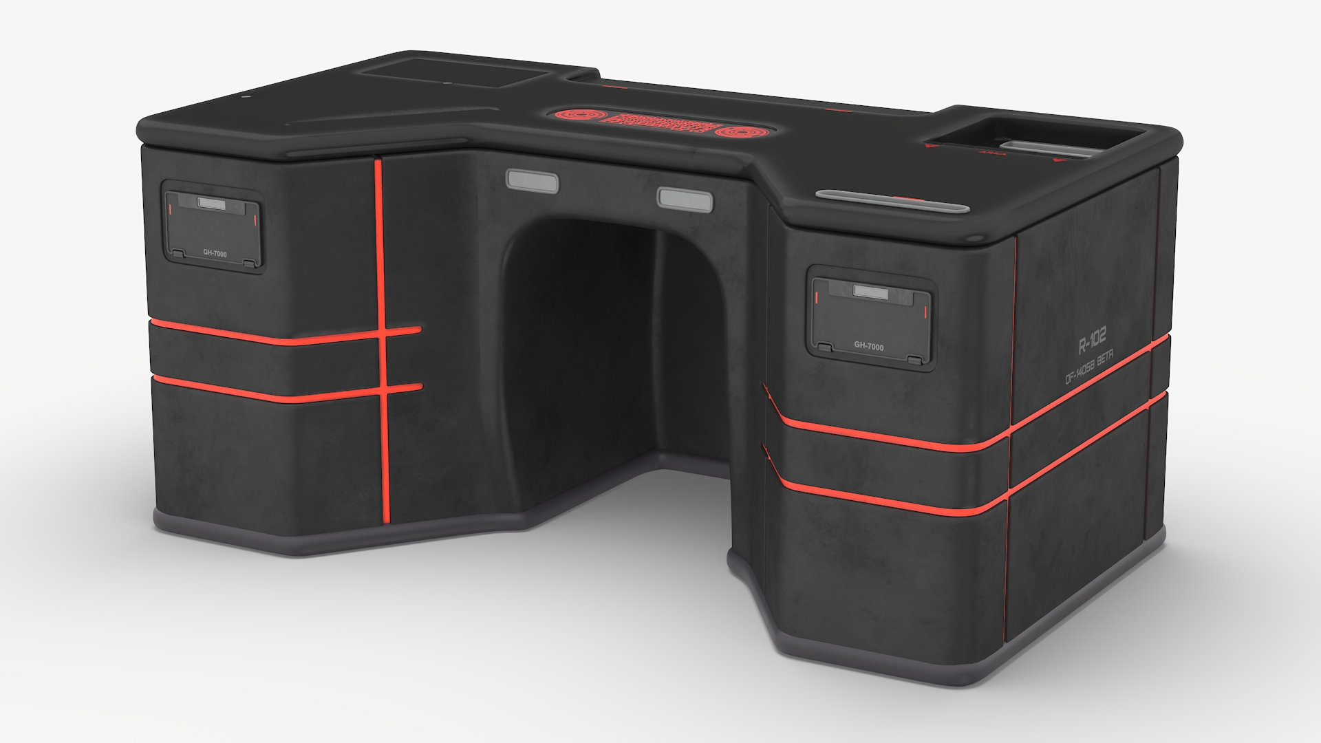 Sci-Fi Command Console with Storage Crates 3D