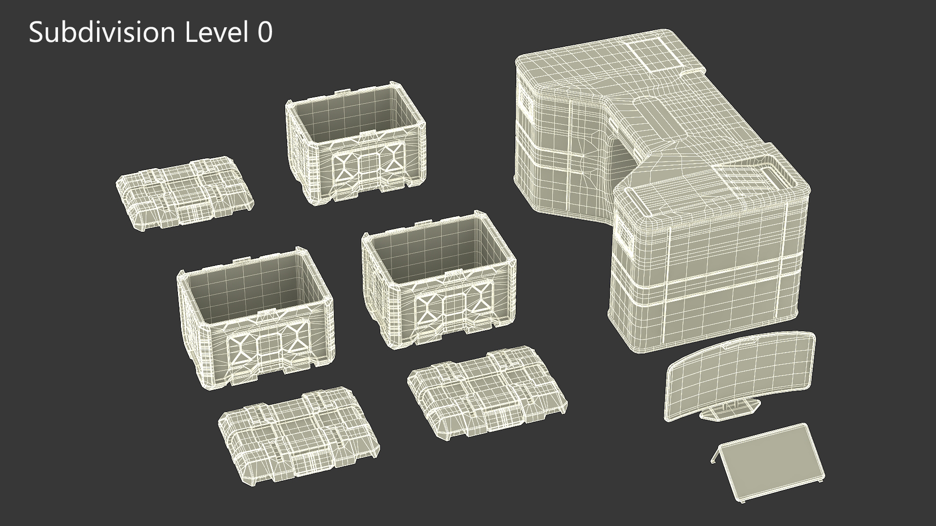 Sci-Fi Command Console with Storage Crates 3D