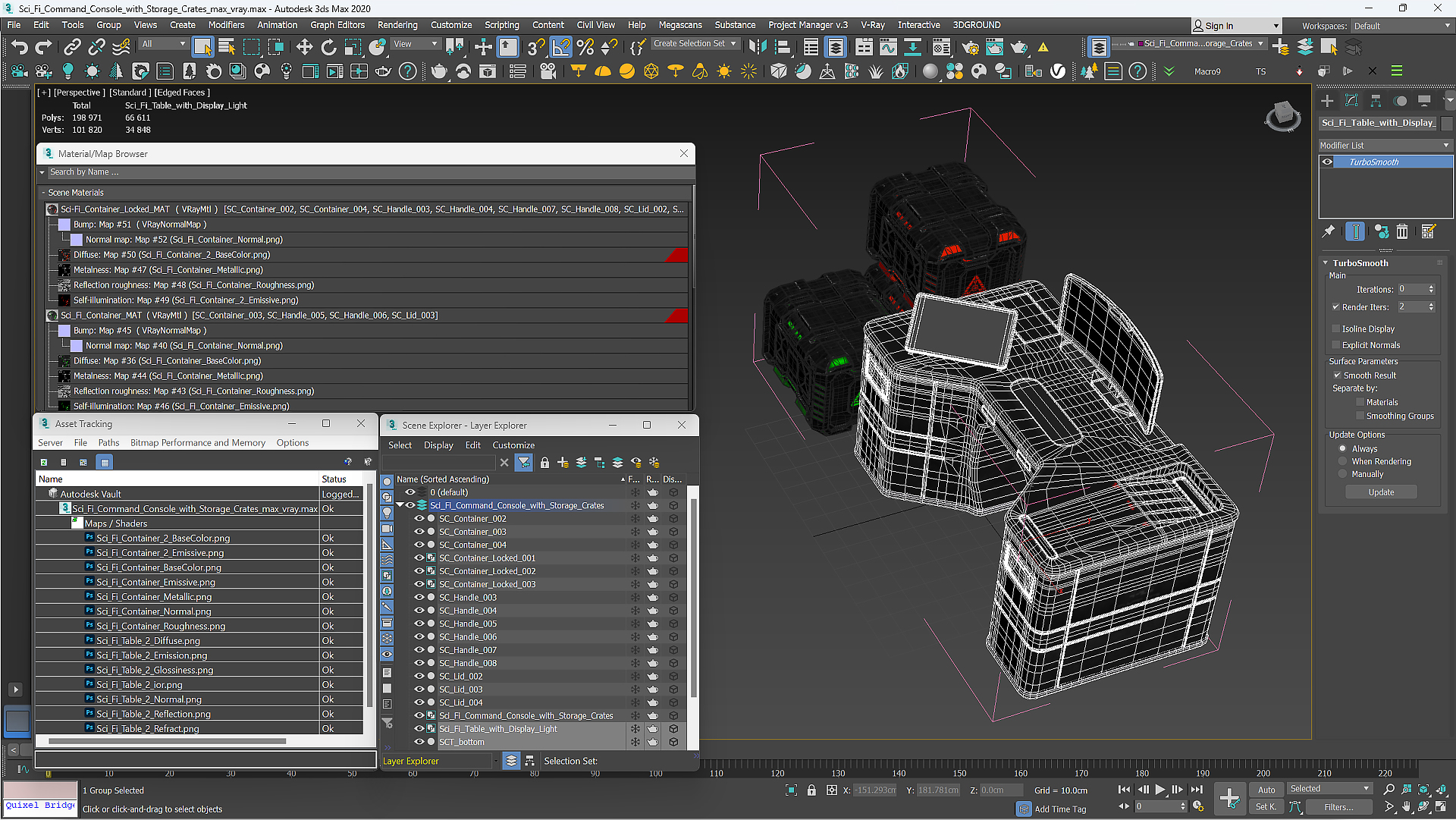 Sci-Fi Command Console with Storage Crates 3D