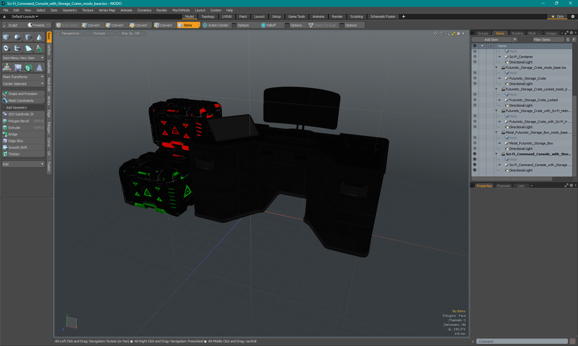 Sci-Fi Command Console with Storage Crates 3D