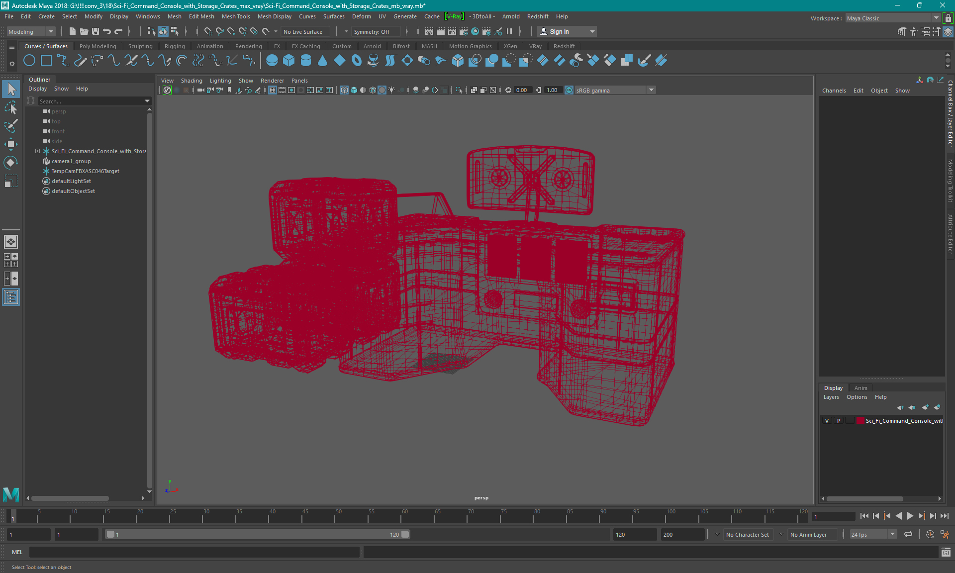 Sci-Fi Command Console with Storage Crates 3D