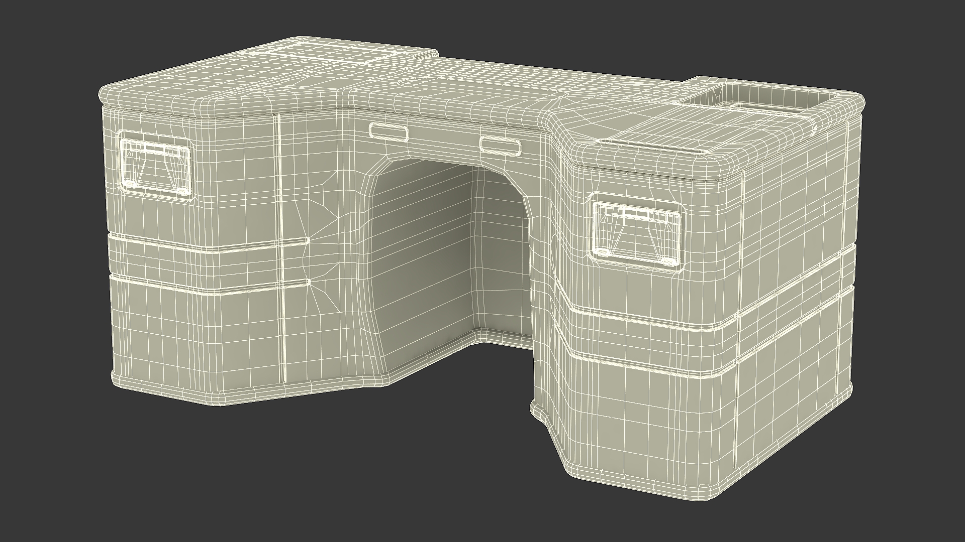 Sci-Fi Command Console with Storage Crates 3D