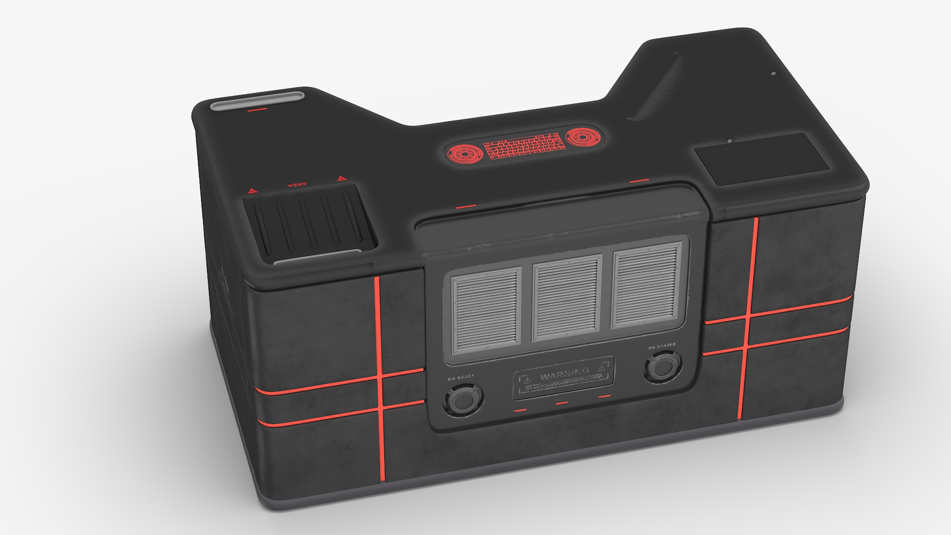 Sci-Fi Command Console with Storage Crates 3D