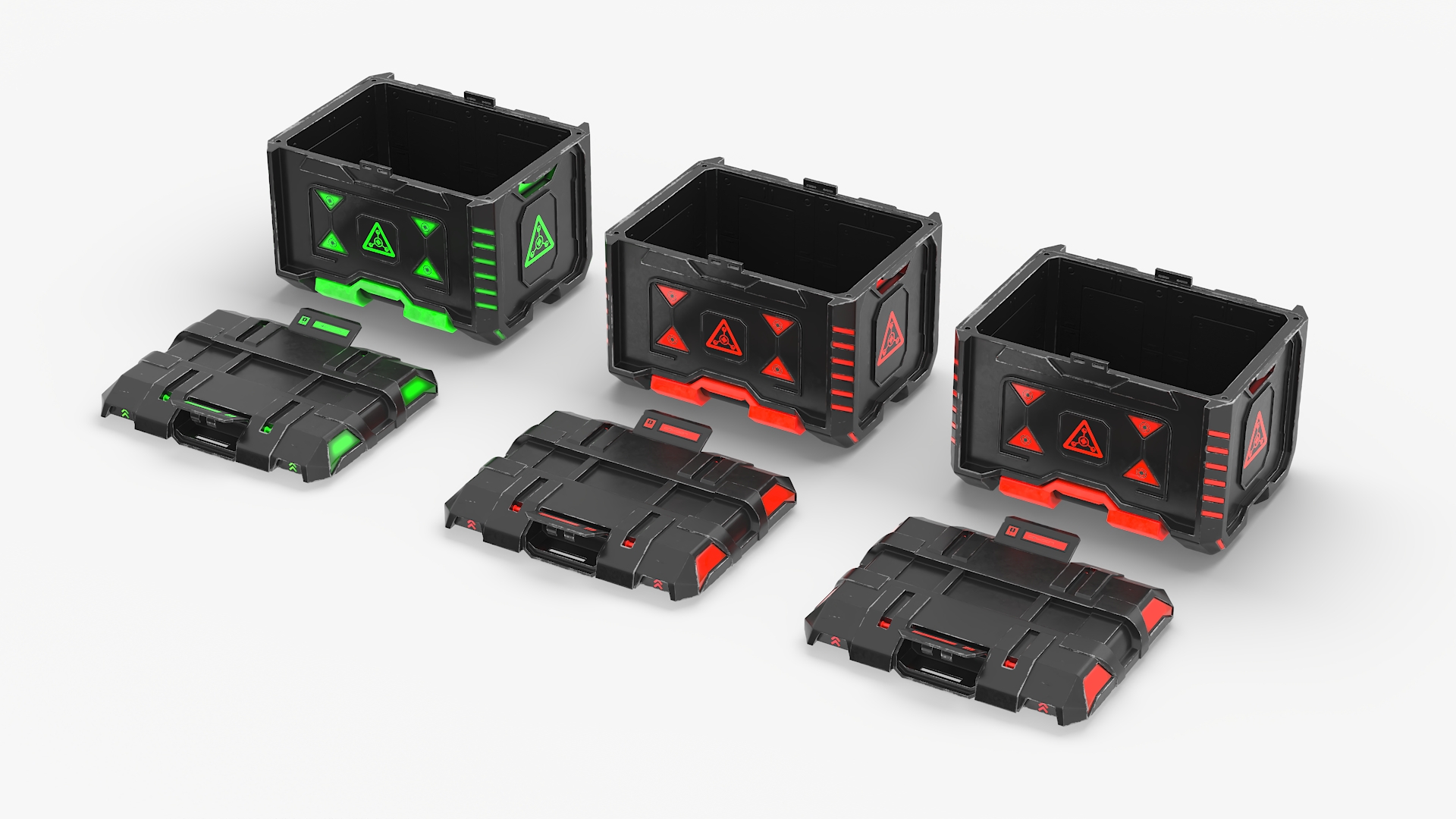 Sci-Fi Command Console with Storage Crates 3D