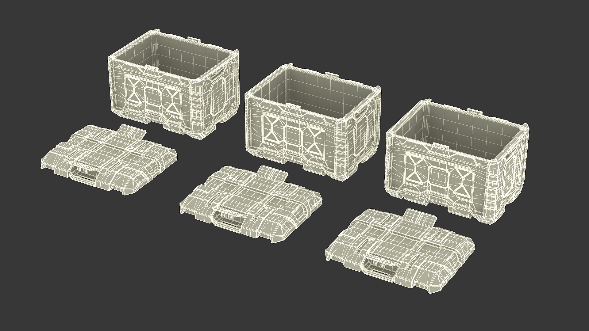 Sci-Fi Command Console with Storage Crates 3D