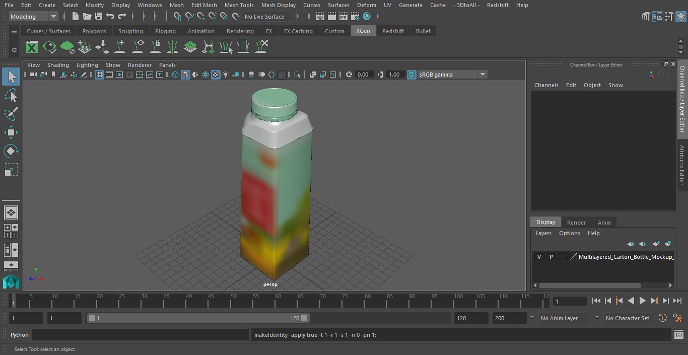 3D Multilayered Carton Bottle Mockup Farm model