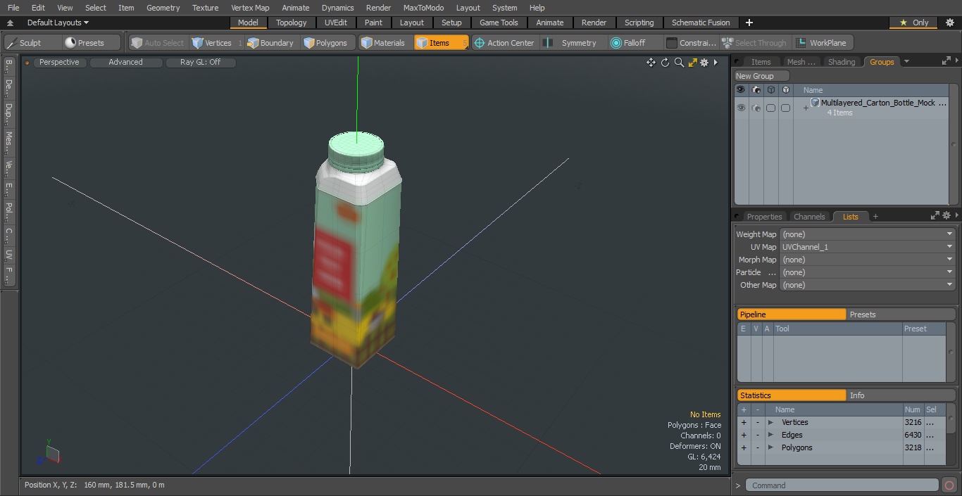 3D Multilayered Carton Bottle Mockup Farm model