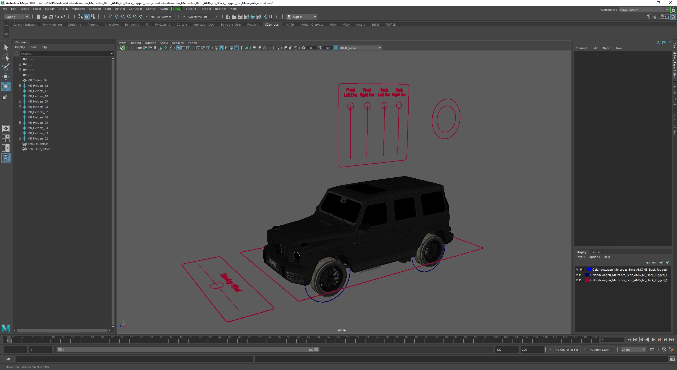 3D model Gelandewagen Mercedes-Benz AMG 63 Black Rigged for Maya