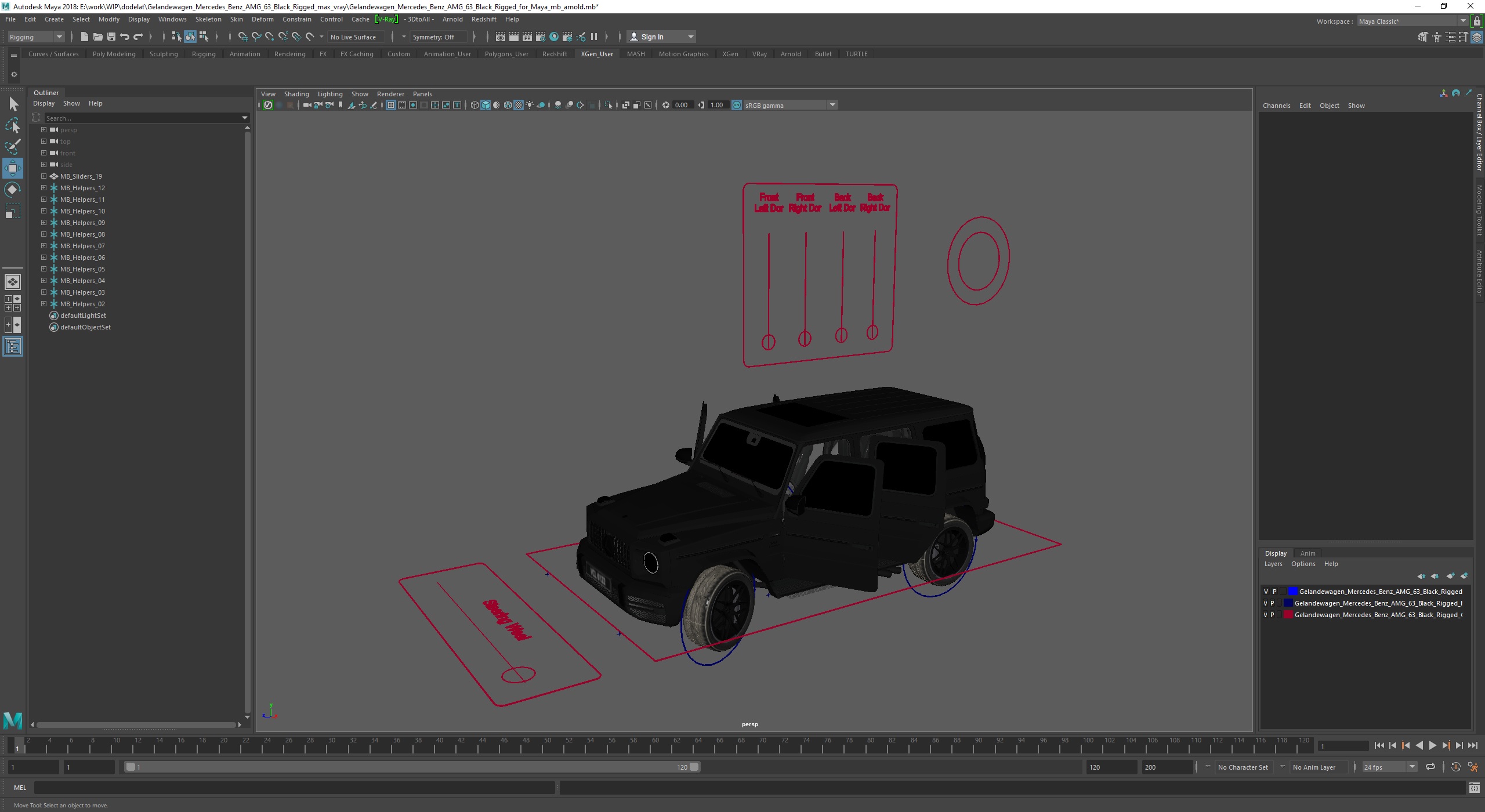 3D model Gelandewagen Mercedes-Benz AMG 63 Black Rigged for Maya