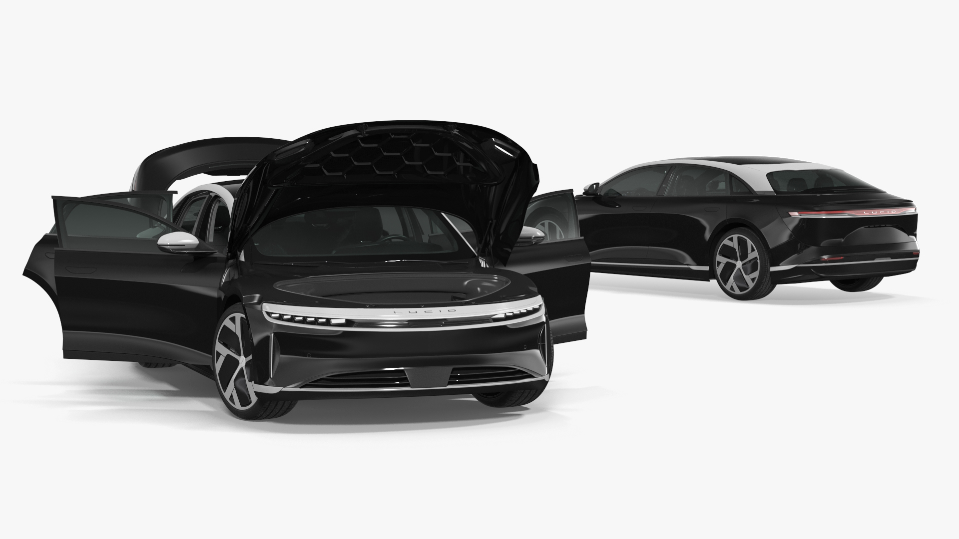 Lucid Air Electric Luxury Sedan Black Rigged 3D model