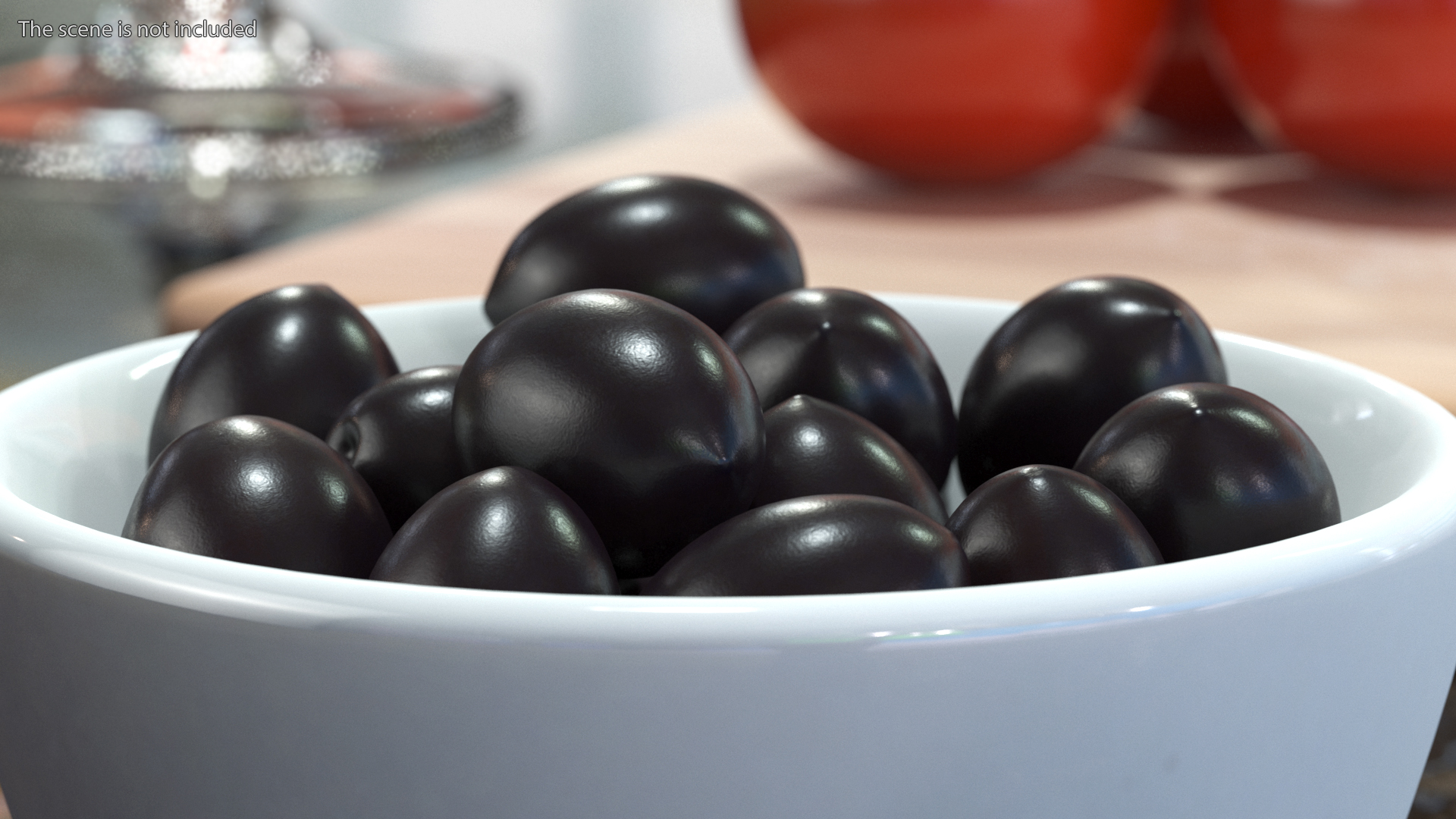 3D Bowl of Fresh Black Olives