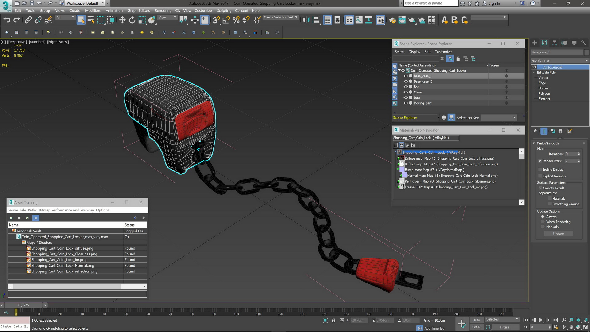 Coin Operated Shopping Cart Locker 3D model