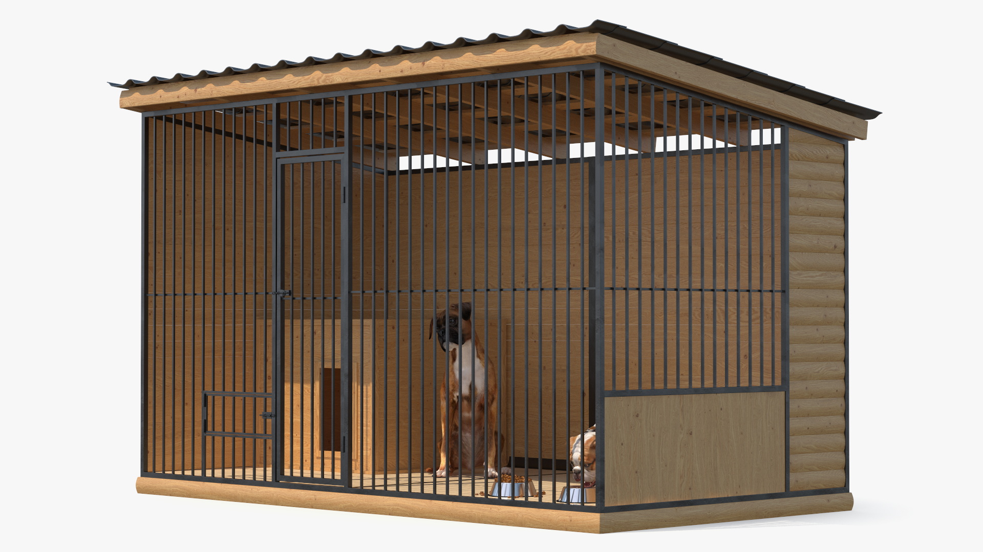 3D model Kennel with Dogs Fur