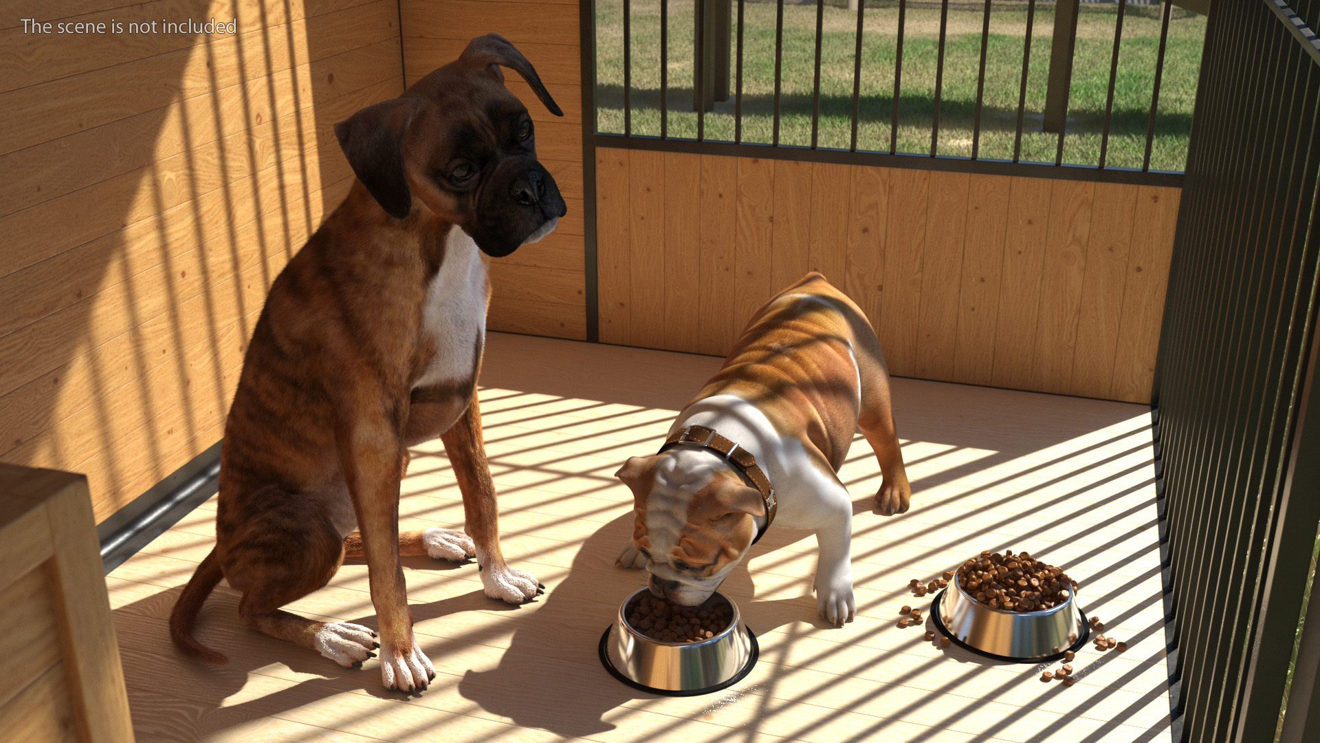 3D model Kennel with Dogs Fur