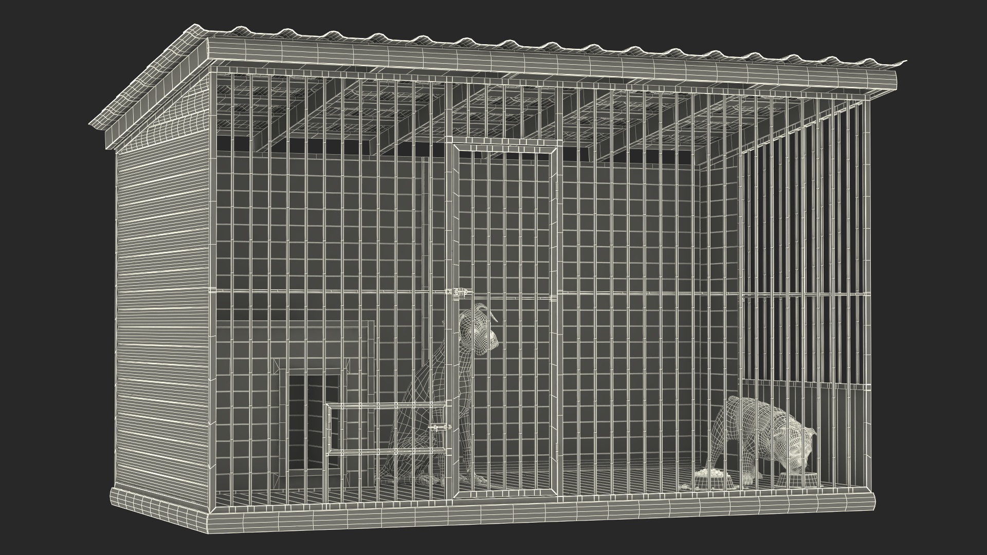 3D model Kennel with Dogs Fur