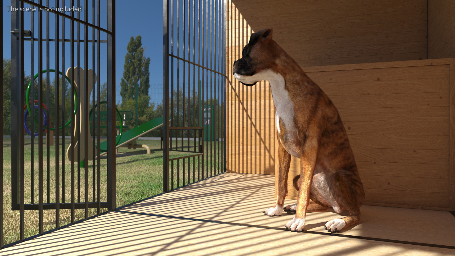 3D model Kennel with Dogs Fur