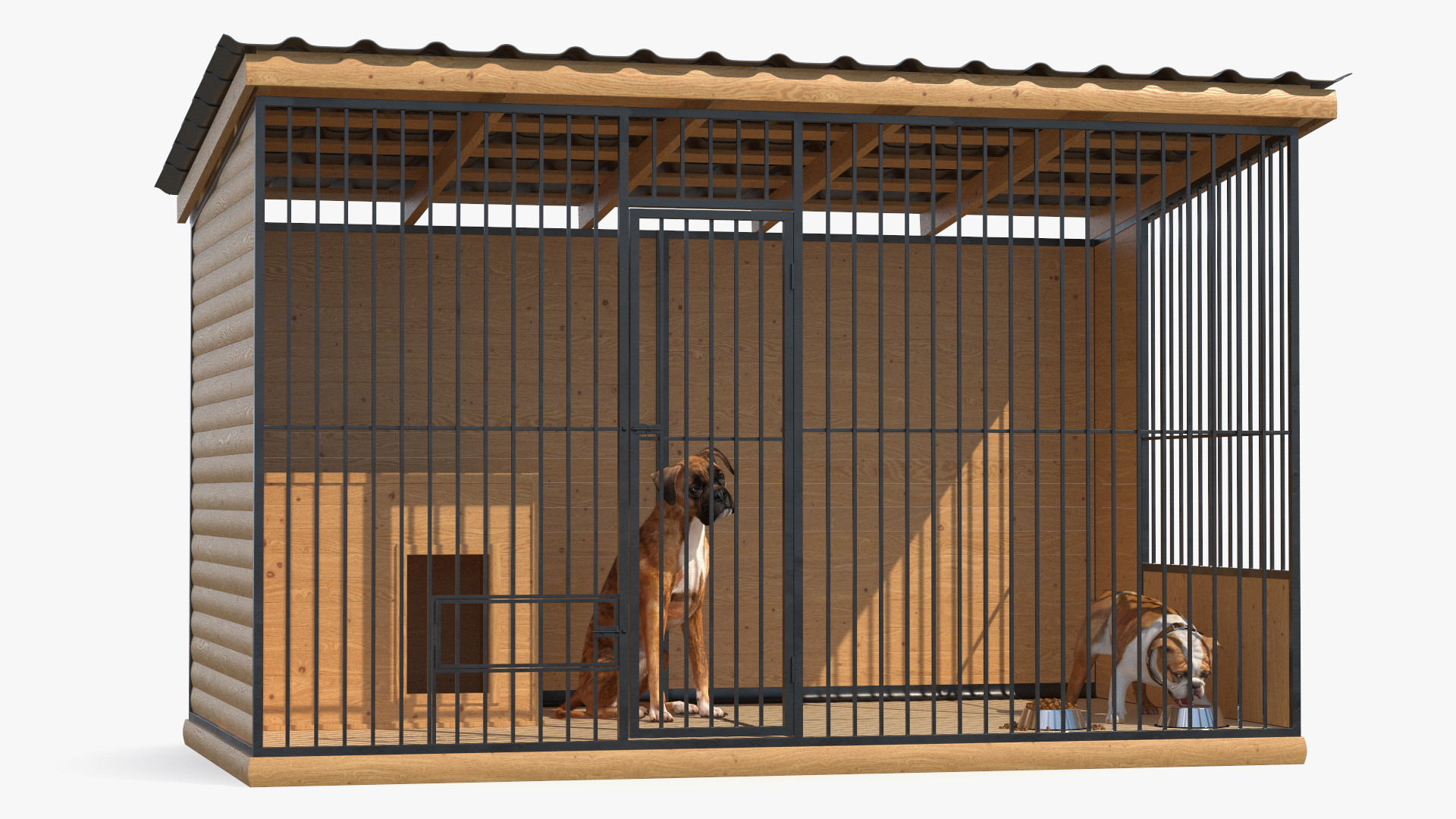 3D model Kennel with Dogs Fur