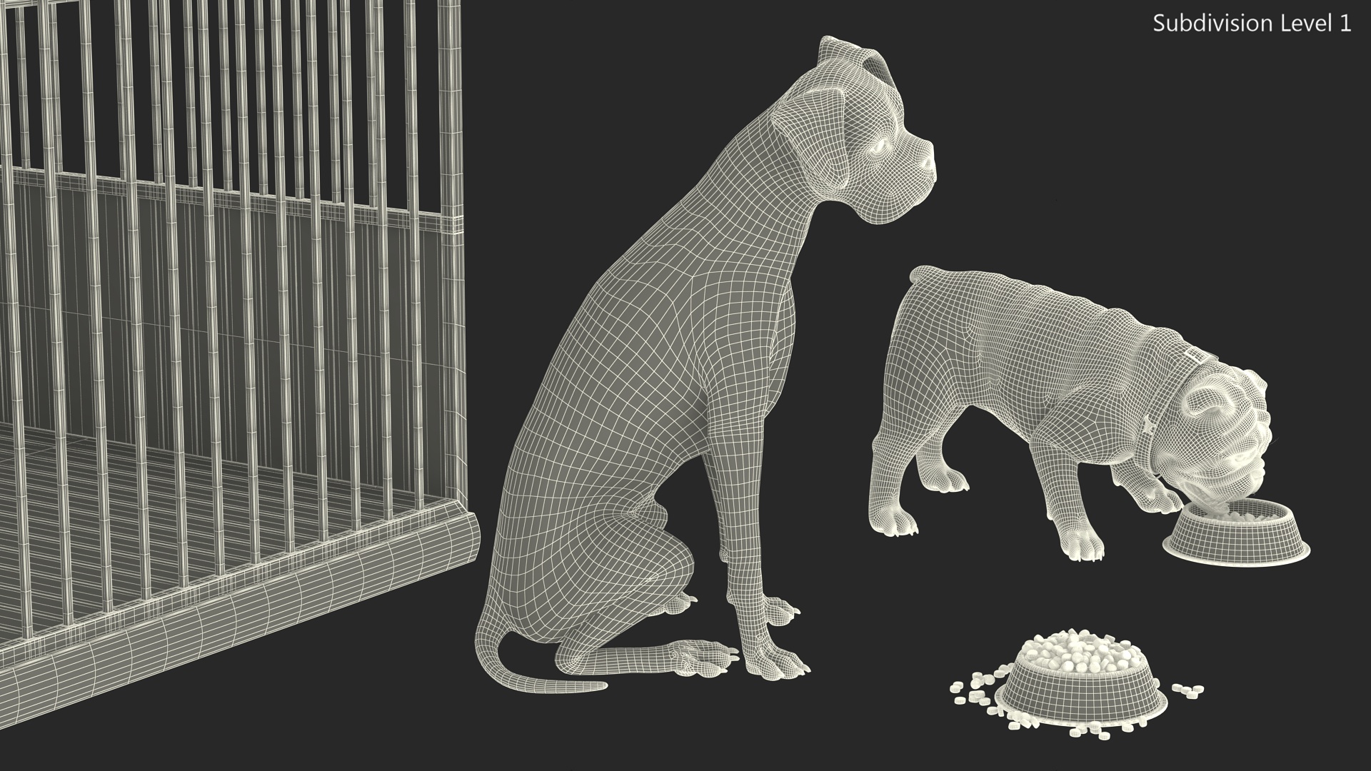 3D model Kennel with Dogs Fur