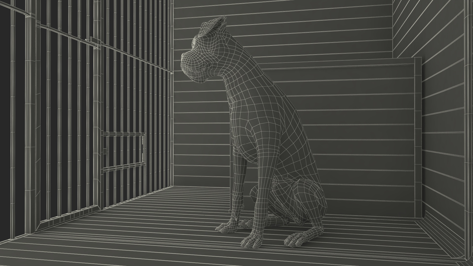 3D model Kennel with Dogs Fur