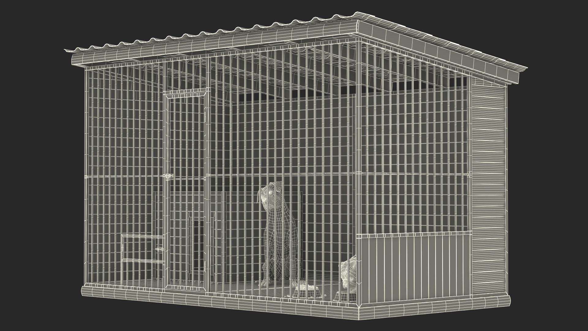 3D model Kennel with Dogs Fur